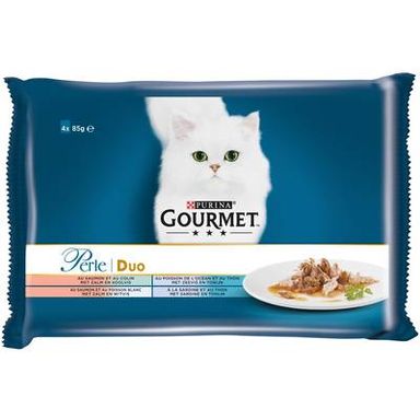 Purina - Gourmet Perle Sachets Duo de la Mer 4 Variétés pour chat, 4x85g