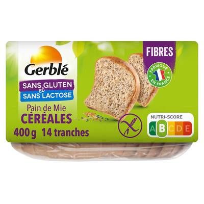 Gerblé Sans Gluten Sans Lactose Pain de Mie aux Céréale et Graines  sans gluten et sans lactose, 400g