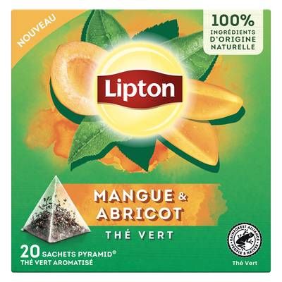 Lipton Thé Vert Mangue Abricot, 20 sachets