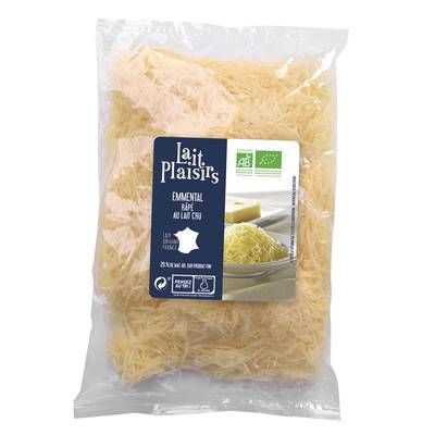 Lait Plaisirs Emmental râpé bio au lait cru, 200g