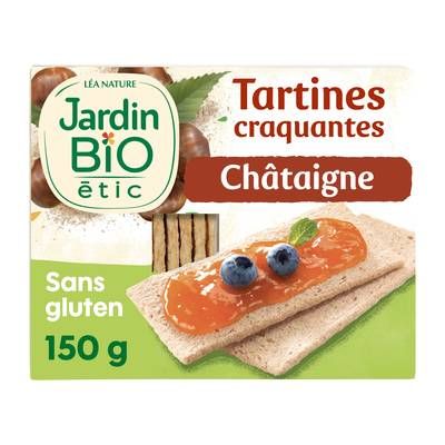 Jardin Bio Etic Tartines craquantes châtaigne bio sans gluten sans sucres ajoutés, 150g