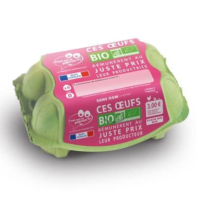 C'est qui le Patron Œufs plein air Bio sans OGM, tout calibre, 6 oeufs