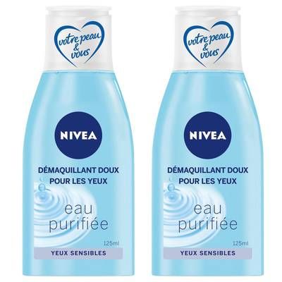 Nivea Démaquillant doux pour les yeux eau purifiée, Lot de 2x125ml