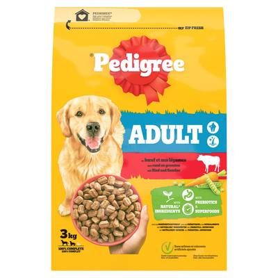 Pedigree Croquettes Boeuf Légumes pour Chien moyen et grand, 3kg