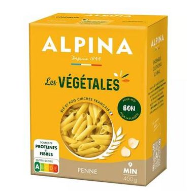 Alpina Savoie Pâtes Penne Végétale - Blé et pois chiche, 400g