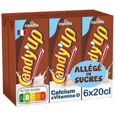 Candy-Up Boisson lactée chocolat allégée UHT, 6X20cl