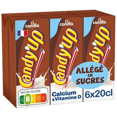 Candy-Up Boisson lactée chocolat allégée UHT, 6X20cl