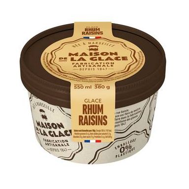 Maison de la Glace Glace Artisanale Rhum Raisin, 380g