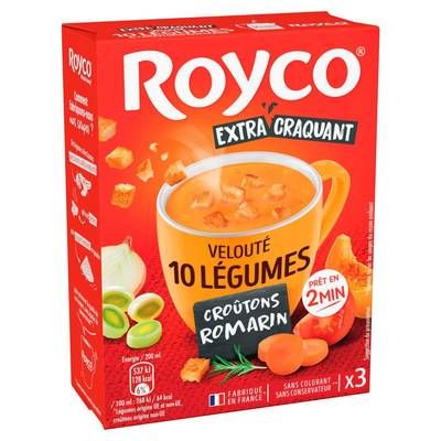Royco Velouté 10 Légumes et Croutons Romarin - 3 sachets instantanée, 81g