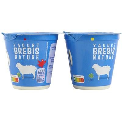 Auchan Yaourt nature au lait de brebis, 4x115g
