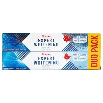 Auchan Dentifrice expert blancheur intense, 2x75ml