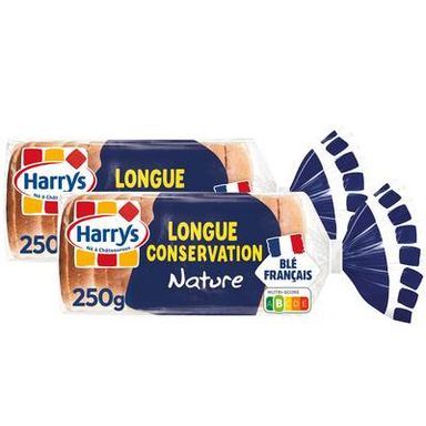 Harrys Pain de Mie Longue Conservation Nature, Lot de 2x250g