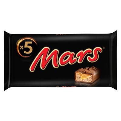 Mars Barres chocolatées fourrées au caramel, 5x45g