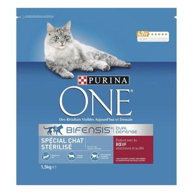 Purina - One Croquettes Boeuf pour chat adulte stérilisé, 1,5kg