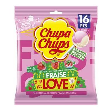 Chupa Chups Sucette Love Fraise, 16 sucettes