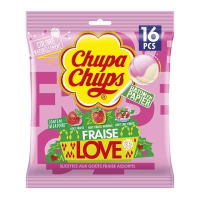 Chupa Chups Sucette Love Fraise, 16 sucettes