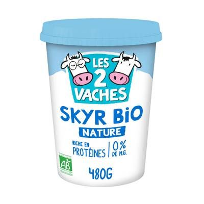 Les 2 Vaches Skyr nature bio 0%mg, 480g