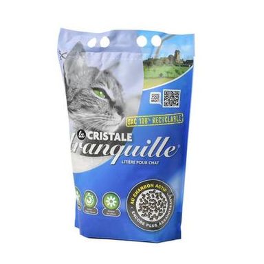 Tranquille Litière Minérale Absorbante Silice cristaux en gel au Charbon Actif pour chat, 3,95L