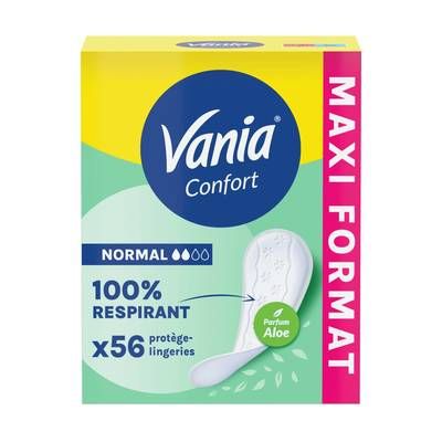 Vania Protège-slips Normal Confort 100% Respirant Parfum Aloe Vera, 50 protège slips