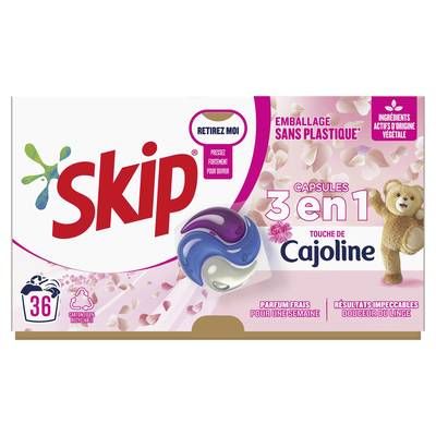 Skip Lessive Capsule 3 en1 Touche de Cajoline, 36 capsules