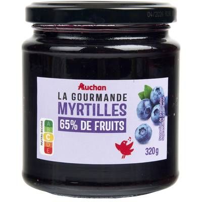 Auchan La Gourmande confiture de myrtilles 65% de fruits, 320g