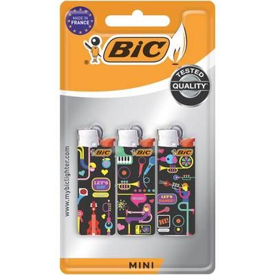 Bic Briquet Mini Colorés, 3 briquets mini