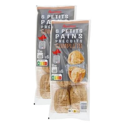 Auchan Petits Pains PrécuitsBlé Complet, Lot de 2x300g