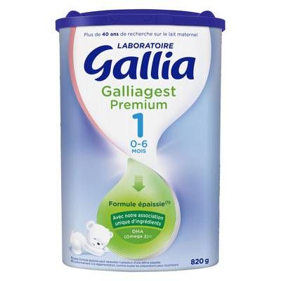 Laboratoire Gallia Lait bébé en poudre Galliagest Premium épaissi 1er âge, 0-6 mois, 820g