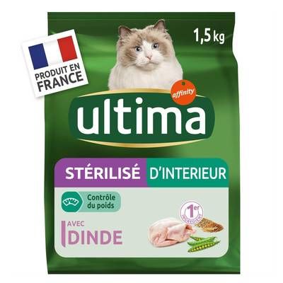 Affinity - Ultima Croquettes Dinde Contrôle du Poids pour chat stérilisé d'intérieur, 1.5kg