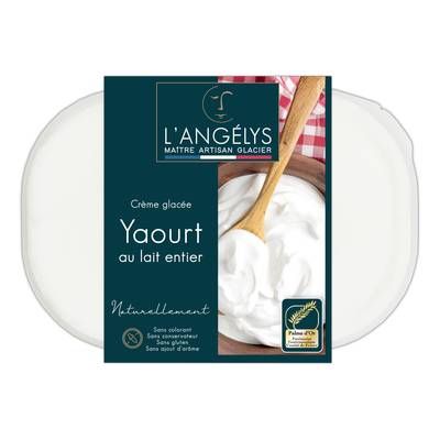 L'Angelys Crème glacée artisanale yaourt au lait entier, 450g