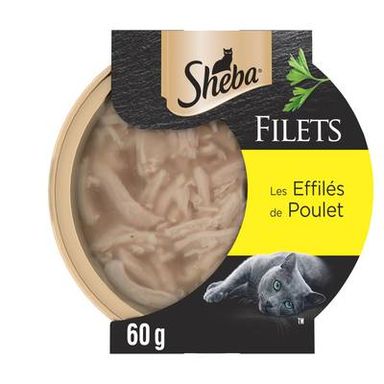 Sheba - Filets Barquette Effilés de Poulet pour Chat Adulte, 60g