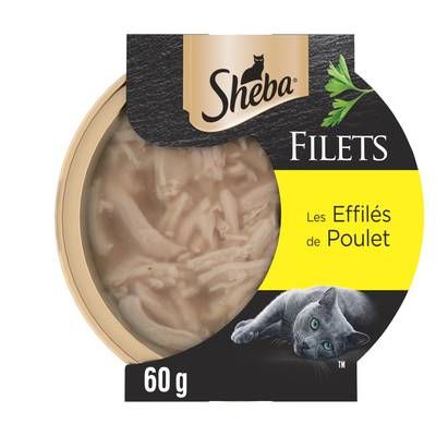 Sheba - Filets Barquette Effilés de Poulet pour Chat Adulte, 60g