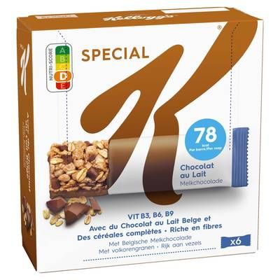 Spécial K Barres céréales Chocolat au Lait, 6 barres