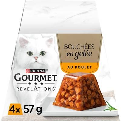 Purina - Gourmet Révélations Bouchée en gelée au Poulet pour Chat, 4x57g