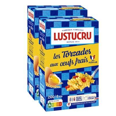 Lustucru Pâtes Torsades aux Oeufs Frais, Lot de 3x250g