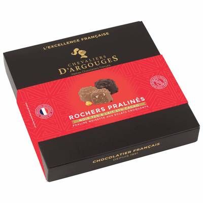 Les Chevaliers d'Argouges Assortiment de rochers pralinés chocolat noir et lait, 164g