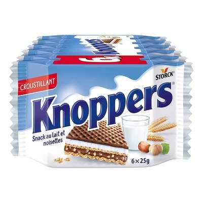 Knoppers Gaufrette lait et noisette, 6x25g