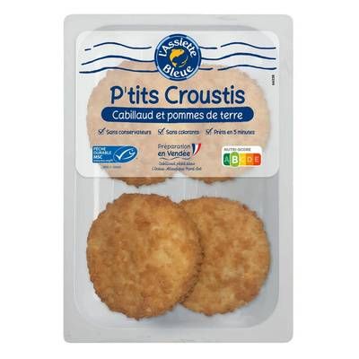 L'Assiette Bleue P'tit Crousti Cabillaud et Pommes de Terre, 4x50g