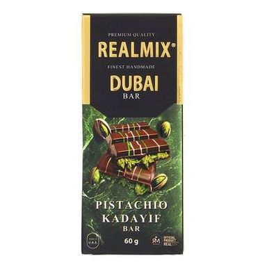 Realmix Tablette de chocolat au lait Dubai fourré à la pistache et aux cheveux d'anges, 60g