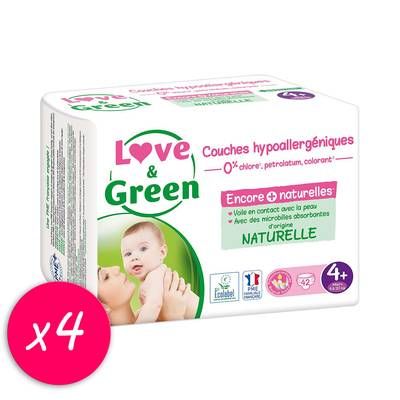 Love & Green Couches écologiques T4 + 9/20kg, Lot de 4x42 couches
