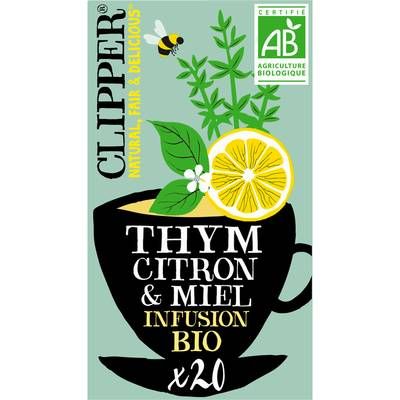 Clipper Infusion Thym Citron et Miel Bio - 20 sachets, 32g