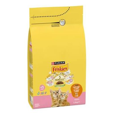 Purina - Friskies Croquettes Poulet Dinde Lait Légumes pour chaton, 1,5kg