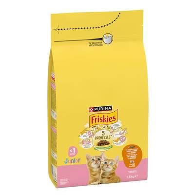 Purina - Friskies Croquettes Poulet Dinde Lait Légumes pour chaton, 1,5kg
