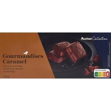 Auchan Collection Gourmandises caramel au sel et enrobées de chocolat au lait, 140g
