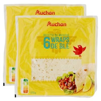 Auchan 6 Wraps de blé, Lot de 2x370g