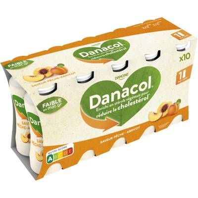 Danacol Yaourt à boire pêche abricot, 10x100g