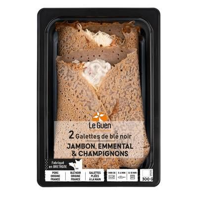 LeGuen Galette de Blé Noir Jambon, Emmental & Champignons, 2x150g