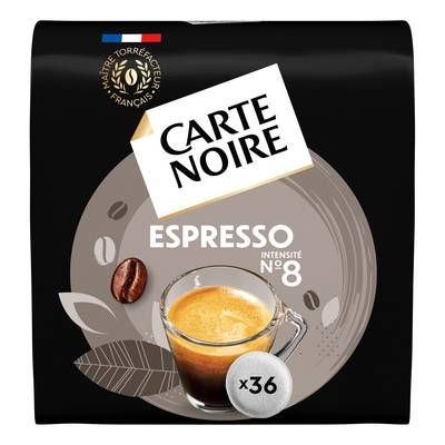 Carte Noire Dosettes de café Espresso n°8 compatibles Senseo, 36 dosettes