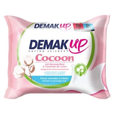 Demak Up Lingettes douceur coton peaux normales à mixtes, 25 lingettes
