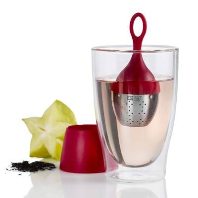 Adhoc Boule à thé avec support égouttoir Rouge